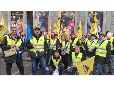 Pikieta niezadowolenia związków zawodowych w GK ENEA pod siedzibą MAP w Warszawie 14.10.2025 r.